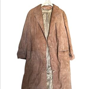 Vintage Suede Leather Trench Coat